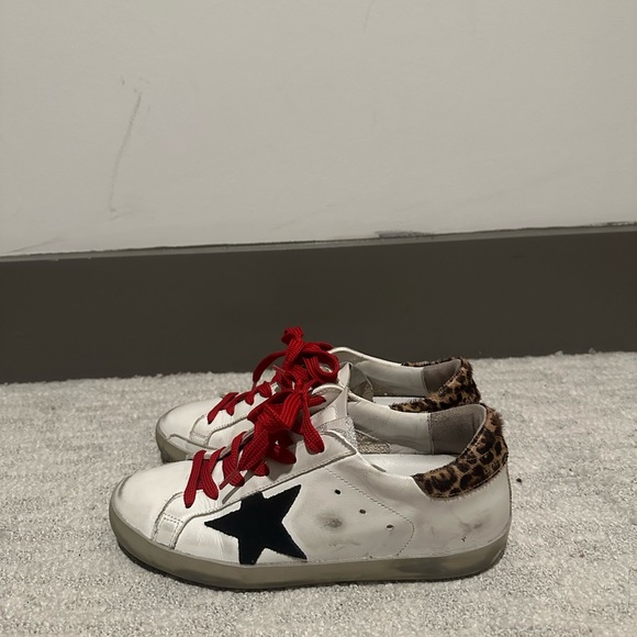 Golden Goose Super Star Red Laces Leopard Heel Tab - Picture 4 of 6